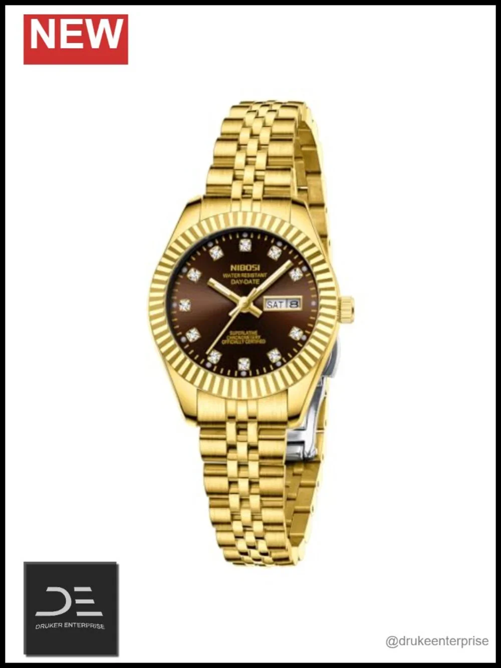 Stainless Steel Quartz Watch with Day-Date Display